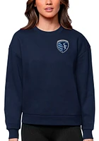 Antigua Sporting Kansas City Womens Navy Blue Victory Design Crew Sweatshirt