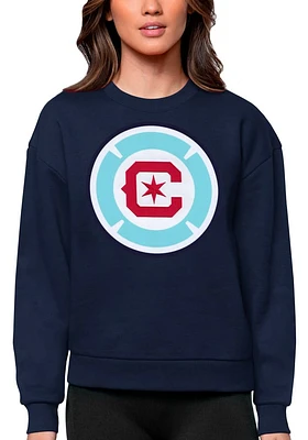Antigua Chicago Fire Womens Navy Blue Full Front Victory Crew Sweatshirt