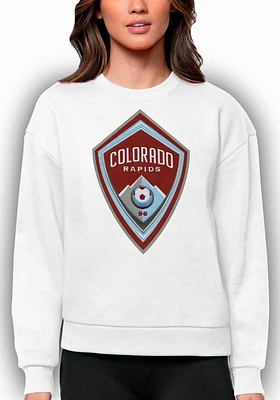Antigua Colorado Rapids Womens White Full Front Victory Crew Sweatshirt