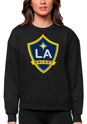 Antigua LA Galaxy Womens Black Full Front Victory Crew Sweatshirt
