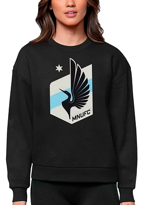 Antigua Minnesota United FC Womens Black Full Front Victory Crew Sweatshirt