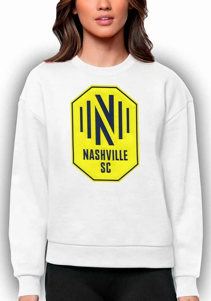 Antigua Nashville SC Womens White Full Front Victory Crew Sweatshirt