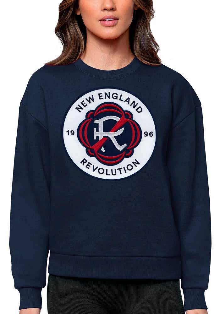 Antigua New England Revolution Womens Navy Blue Full Front Victory Crew Sweatshirt