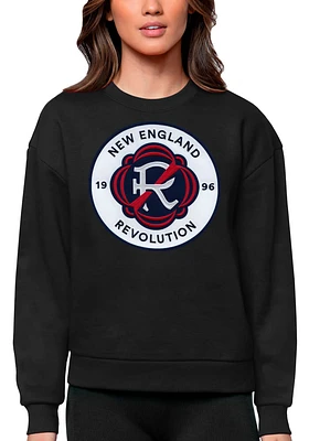 Antigua New England Revolution Womens Black Full Front Victory Crew Sweatshirt