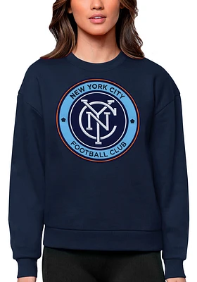 Antigua New York City FC Womens Navy Blue Full Front Victory Crew Sweatshirt