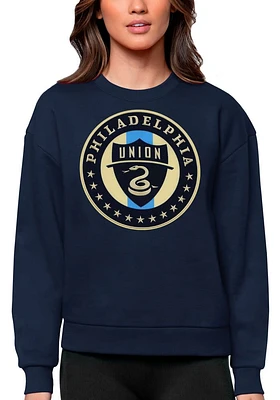 Antigua Philadelphia Union Womens Navy Blue Full Front Victory Crew Sweatshirt