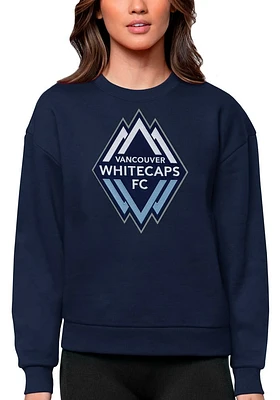 Antigua Vancouver Whitecaps FC Womens Navy Blue Full Front Victory Crew Sweatshirt