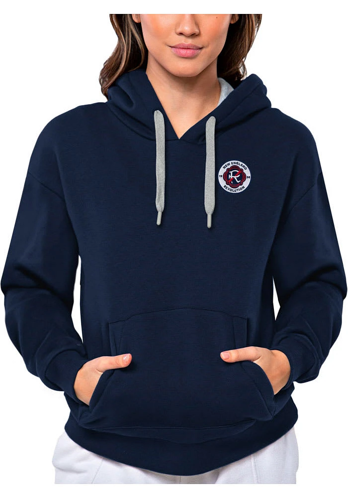 Antigua New England Revolution Womens Navy Blue Victory Hooded Sweatshirt