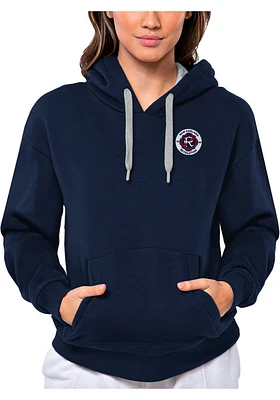 Antigua New England Revolution Womens Navy Blue Victory Hooded Sweatshirt