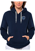 Antigua Sporting Kansas City Womens Navy Blue Victory Hooded Sweatshirt