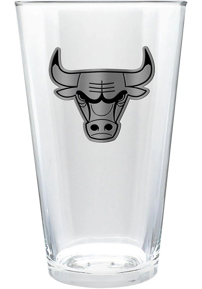 Chicago Bulls 16oz Stealth Metal Emblem Pint Glass - Grey