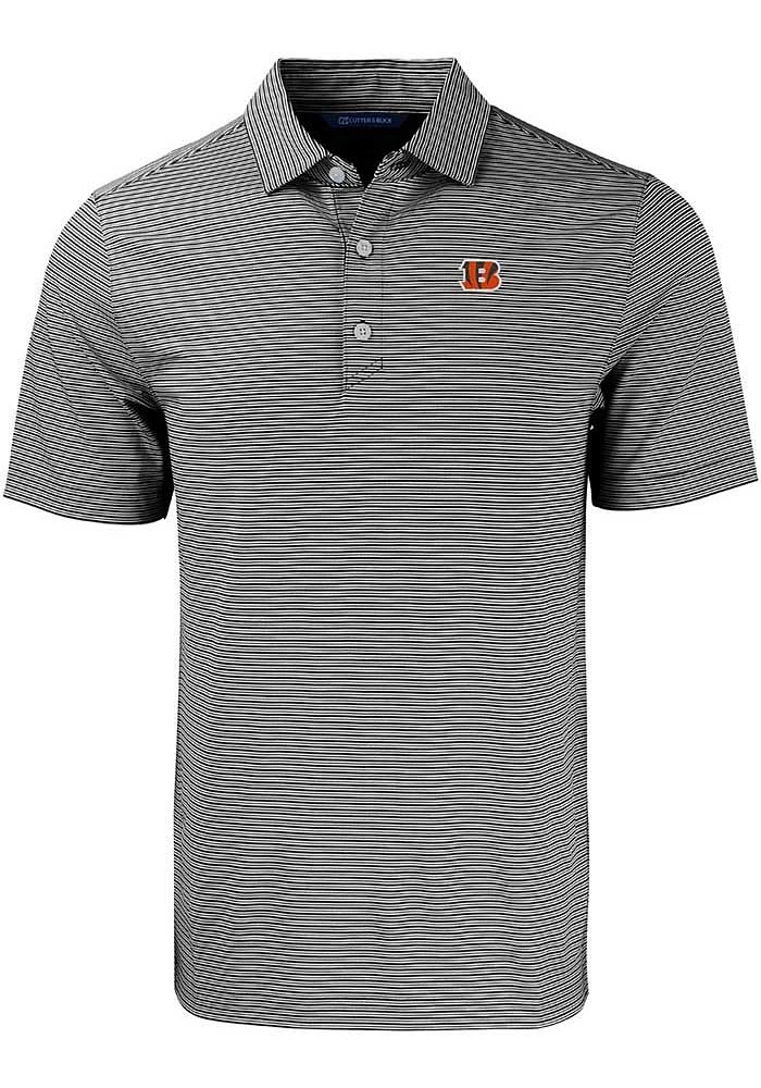 Cutter and Buck Cincinnati Bengals Mens Forge Double Stripe Short Sleeve Polo