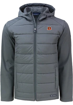 Cutter and Buck Cincinnati Bengals Mens Grey Evoke Hood Heavyweight Jacket