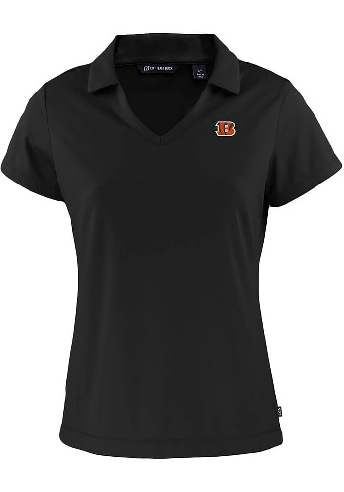 Cutter and Buck Cincinnati Bengals Womens Daybreak V Neck Short Sleeve Polo Shirt