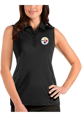 Antigua Pittsburgh Steelers Womens Sleeveless Tribute Polo Shirt