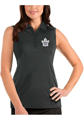 Antigua Toronto Maple Leafs Womens Grey Sleeveless Tribute Polo Shirt