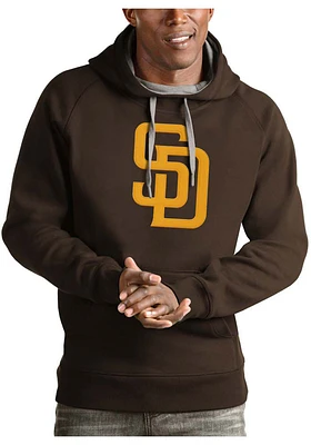 Antigua San Diego Padres Mens Brown Victory Long Sleeve Hoodie
