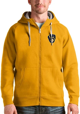 Antigua Milwaukee Brewers Mens Gold Victory Long Sleeve Full Zip Jacket