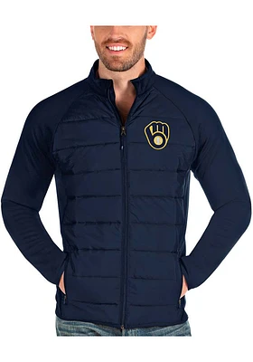 Antigua Milwaukee Brewers Mens Navy Blue Altitude Medium Weight Jacket