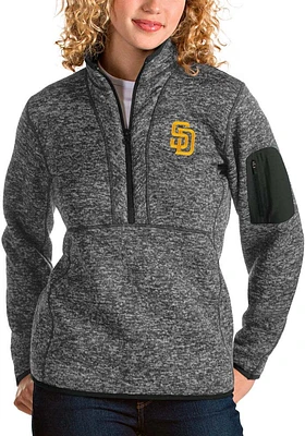Antigua San Diego Padres Womens Grey Fortune Qtr Zip