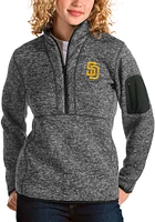 Antigua San Diego Padres Womens Grey Fortune Qtr Zip