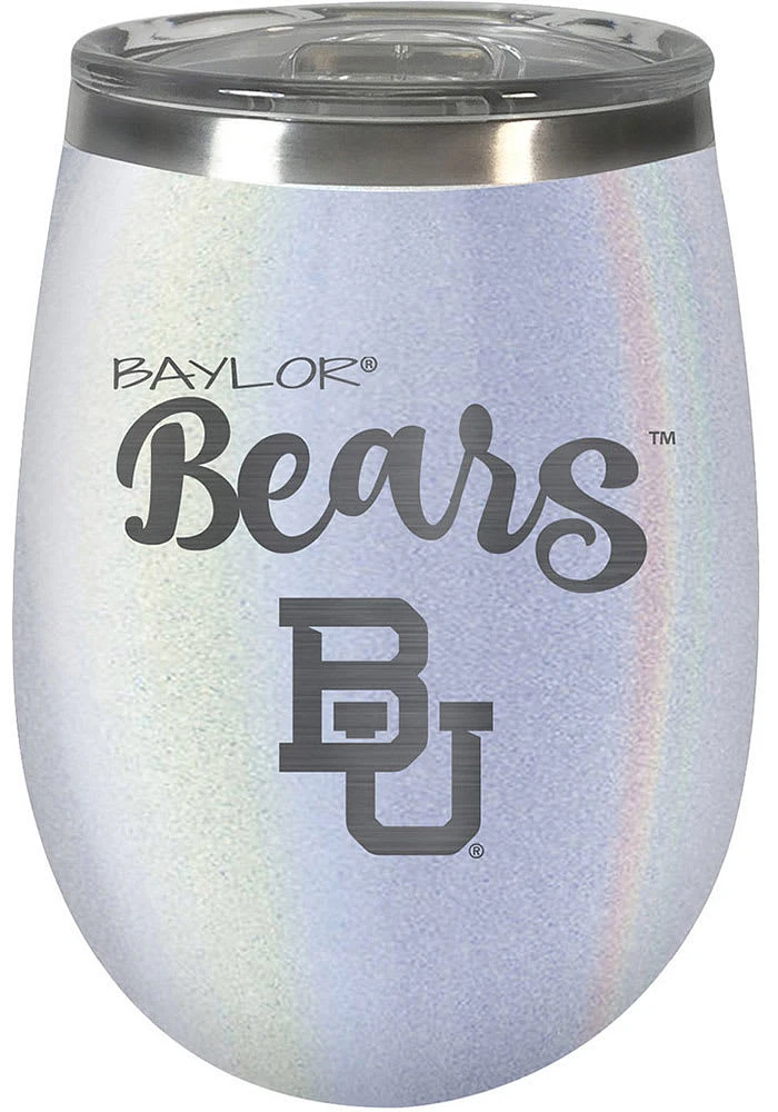 Baylor Bears 10oz Opal Script Logo Stainless Steel Stemless - White