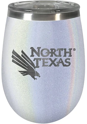 North Texas Mean Green 10oz Opal Script Logo Stainless Steel Stemless - White