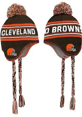 Cleveland Browns Brown Jacquard Tassel Youth Knit Hat
