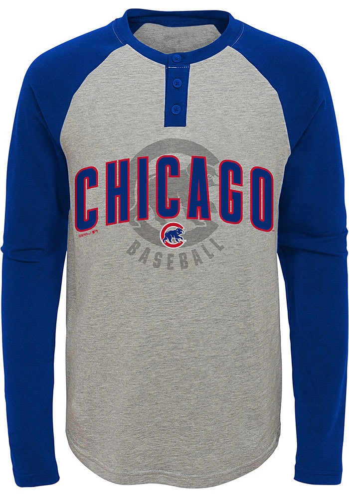 Chicago Cubs Youth Grey American Athlete Long Sleeve Fashion T-Shirt