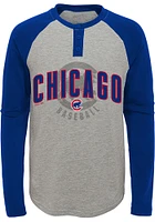 Chicago Cubs Youth Grey American Athlete Long Sleeve Fashion T-Shirt