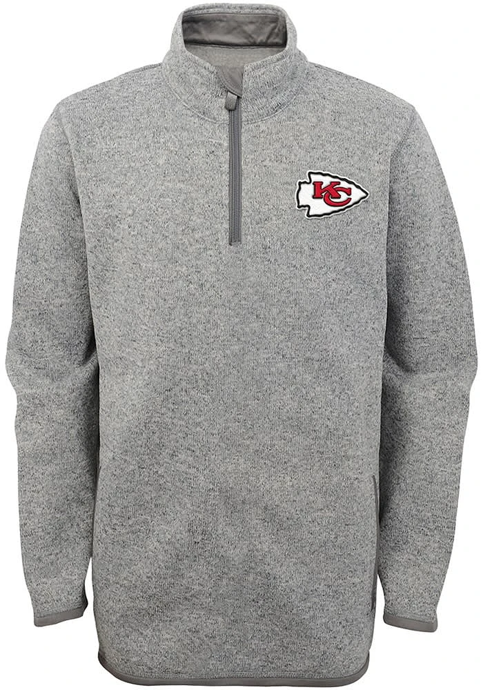 Kansas City Chiefs Youth Grey MVP Long Sleeve Quarter Zip Shirt