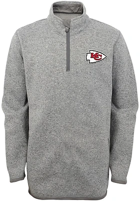 Kansas City Chiefs Youth Grey MVP Long Sleeve Quarter Zip Shirt