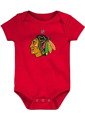 Chicago Blackhawks Baby Red Primary Logo Design Short Sleeve One Piece