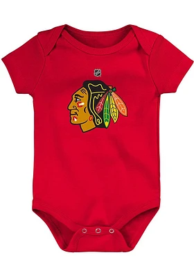 Chicago Blackhawks Baby Red Primary Logo Short Sleeve One Piece