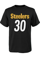 James Conner Pittsburgh Steelers Youth Black Mainliner Name and Number Player Tee