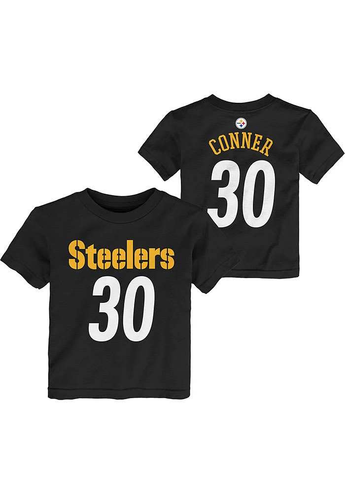 James Conner Pittsburgh Steelers Toddler Black Mainliner Name and Number Short Sleeve Player T Shi..