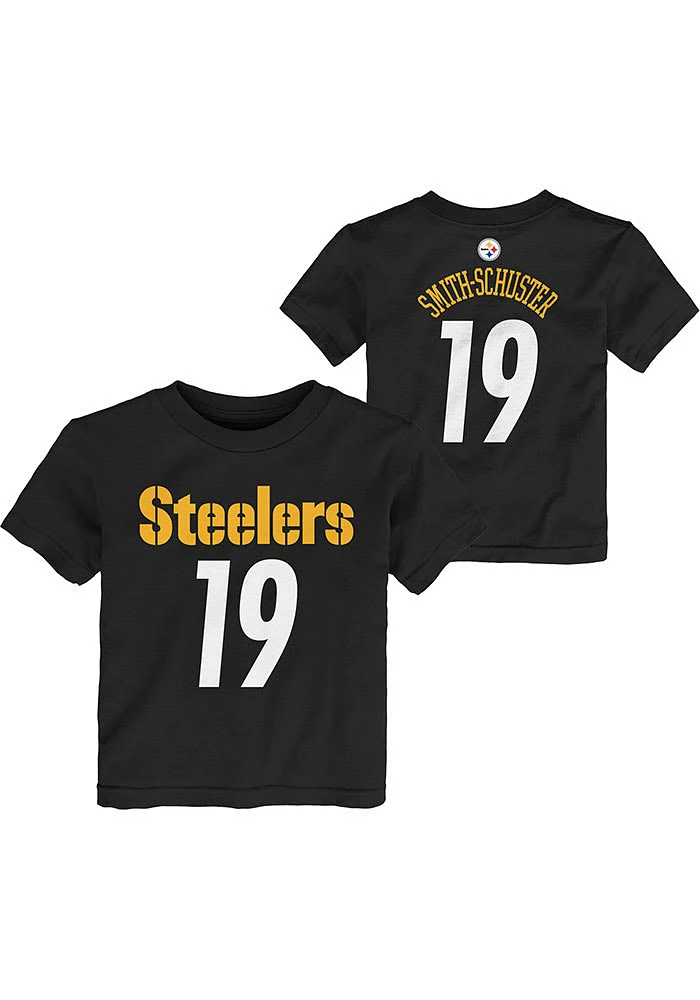 JuJu Smith-Schuster Pittsburgh Steelers Toddler Black Mainliner Name and Number Short Sleeve Playe..