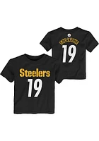 JuJu Smith-Schuster Pittsburgh Steelers Toddler Black Mainliner Name and Number Short Sleeve Playe..