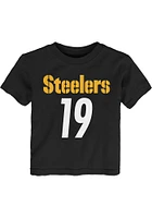 JuJu Smith-Schuster Pittsburgh Steelers Toddler Black Mainliner Name and Number Short Sleeve Playe..