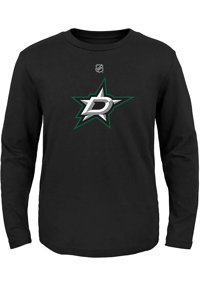 Dallas Stars Youth Black Primary Logo Long Sleeve T-Shirt