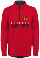 Chicago Blackhawks Boys Red Benchmark Long Sleeve Qtr Zip