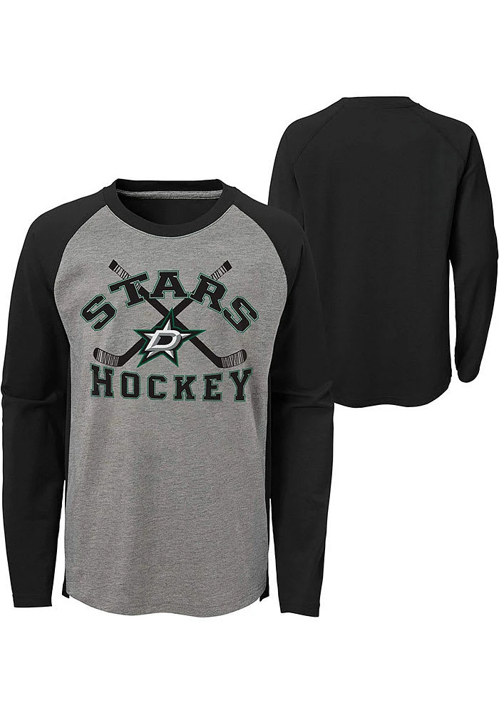 Dallas Stars Boys Grey Intent Long Sleeve Fashion T-Shirt
