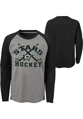 Dallas Stars Boys Grey Intent Long Sleeve Fashion T-Shirt