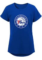 Philadelphia 76ers Girls Blue Primary Logo Short Sleeve Tee