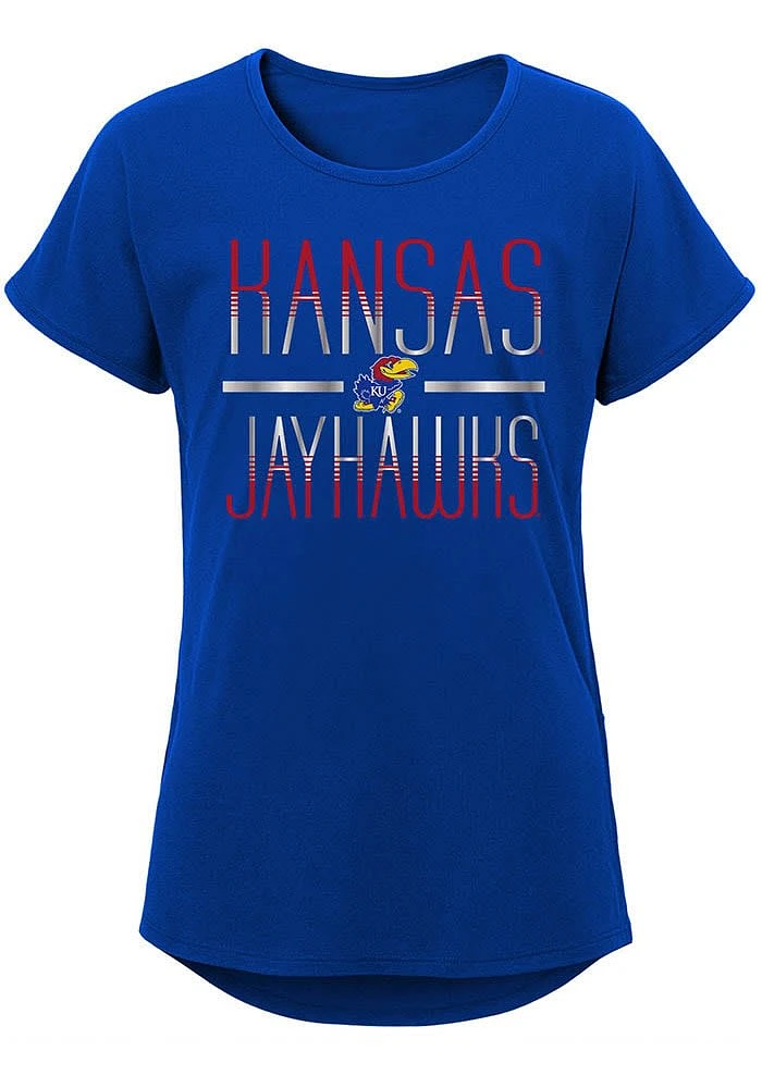 Kansas Jayhawks Girls Blue Glory Short Sleeve Tee