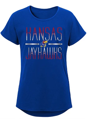 Kansas Jayhawks Girls Blue Glory Short Sleeve Tee