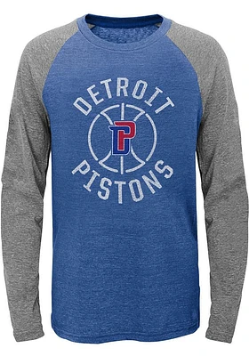 Detroit Pistons Youth Blue Fadeaway Long Sleeve Fashion T-Shirt
