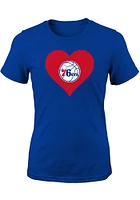 Philadelphia 76ers Girls Blue Heart Short Sleeve Tee