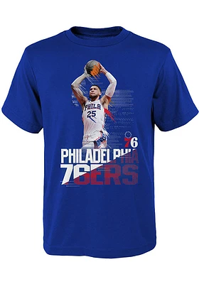 Ben Simmons  Philadelphia 76ers Boys Blue Splash Screen Short Sleeve T-Shirt