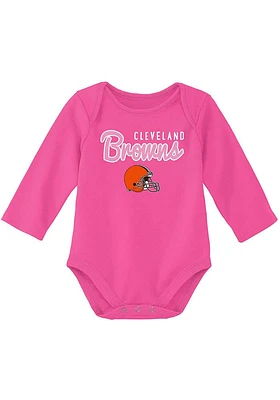 Cleveland Browns Baby Pink Big Game LS Tops One Piece